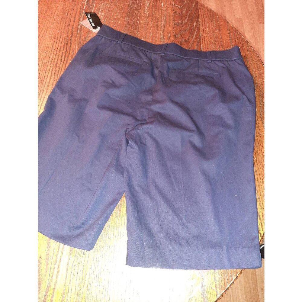 New Size 14 Kim Rogers High Rise Navy Blue Bermuda Length Long Shorts Pocket NWT - Picture 4 of 5
